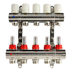 Коллекторная группа с расходомерами (латунь) 5вых. 1х3/4 Без кранов  ОТ-403